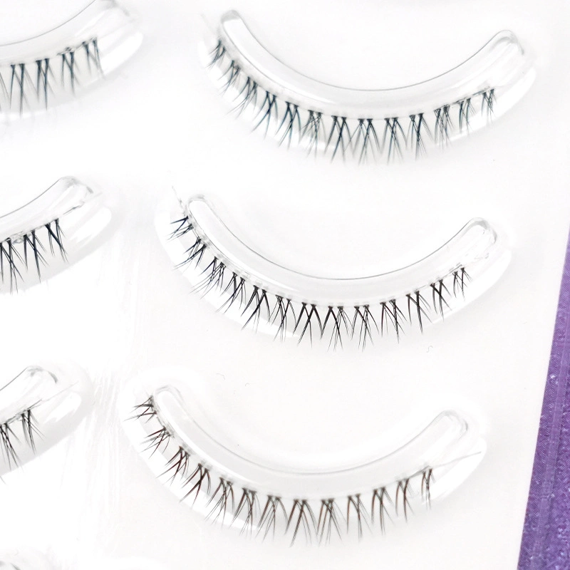 Custom Box Vegan Cruelty Free Clear Band Strip Lower Lashes Natural Faux Mink Eyelash